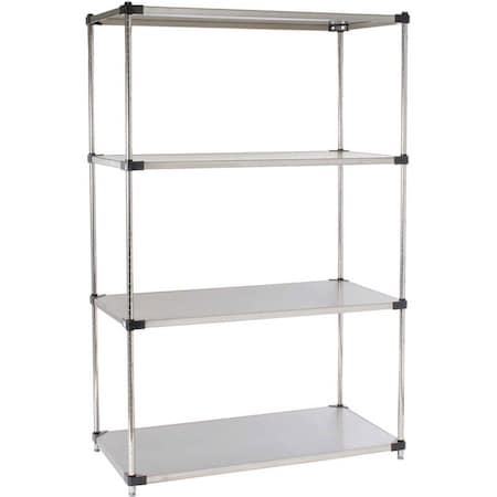 Global Industrial 5 Tier Solid Stainless Steel Shelving Starter Unit, 48W x 24D x 63H B2335407